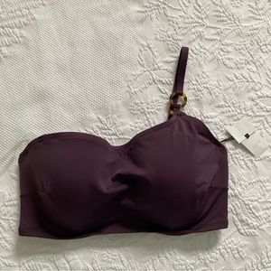 NWT Shade & Shore plum purple one shoulder bikini top size 34DD